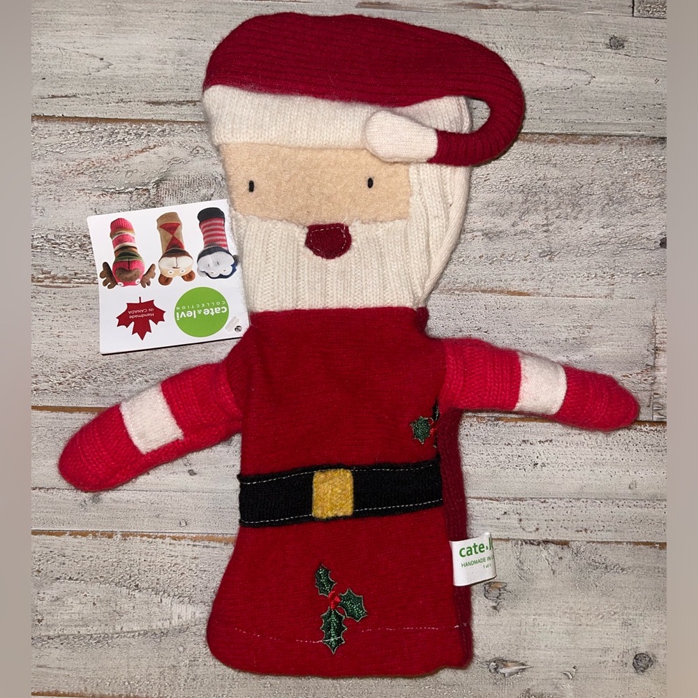 Cate & Levi Santa hand puppet hand knit NWT